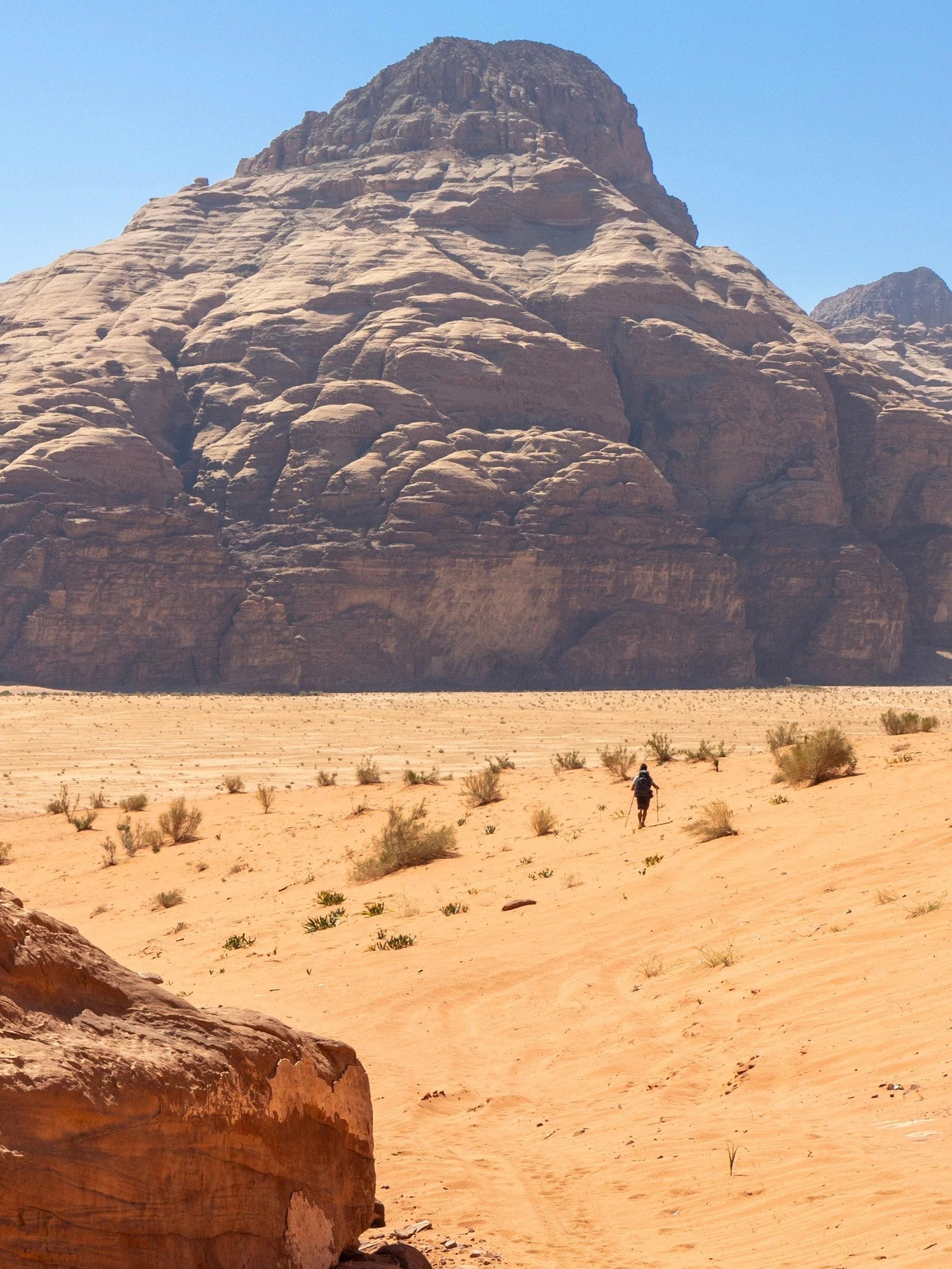 Wide desert landscape on the approach to Petra