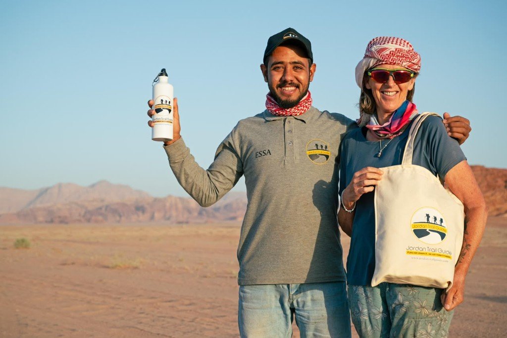 Essa from Jordan Trail Guide with a happy hiker in the desert